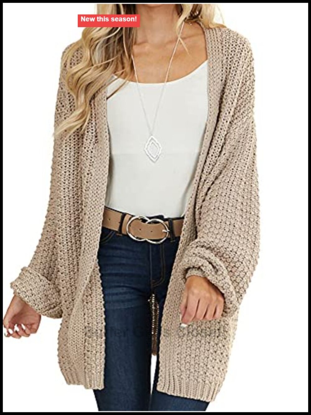 Oversized Open Front Chunky Knit Cardigan Batwing Long Sleeve Midi Sweater